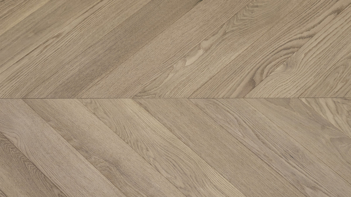 Almond Cream (Macaroon) American White Oak Chevron 5″ engineered hardwood