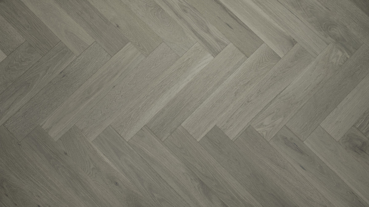 Granite (Silver Stone) American White Oak Herringbone 5″ engineered hardwood